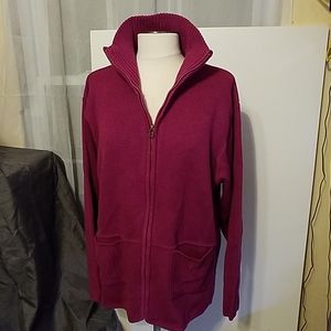 Dark pink Norm Thompson zip front sweater